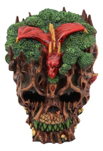 Forest Ent Treant Skull with Dragon Statue 5.5'L Greenman Dungeons and Dragons