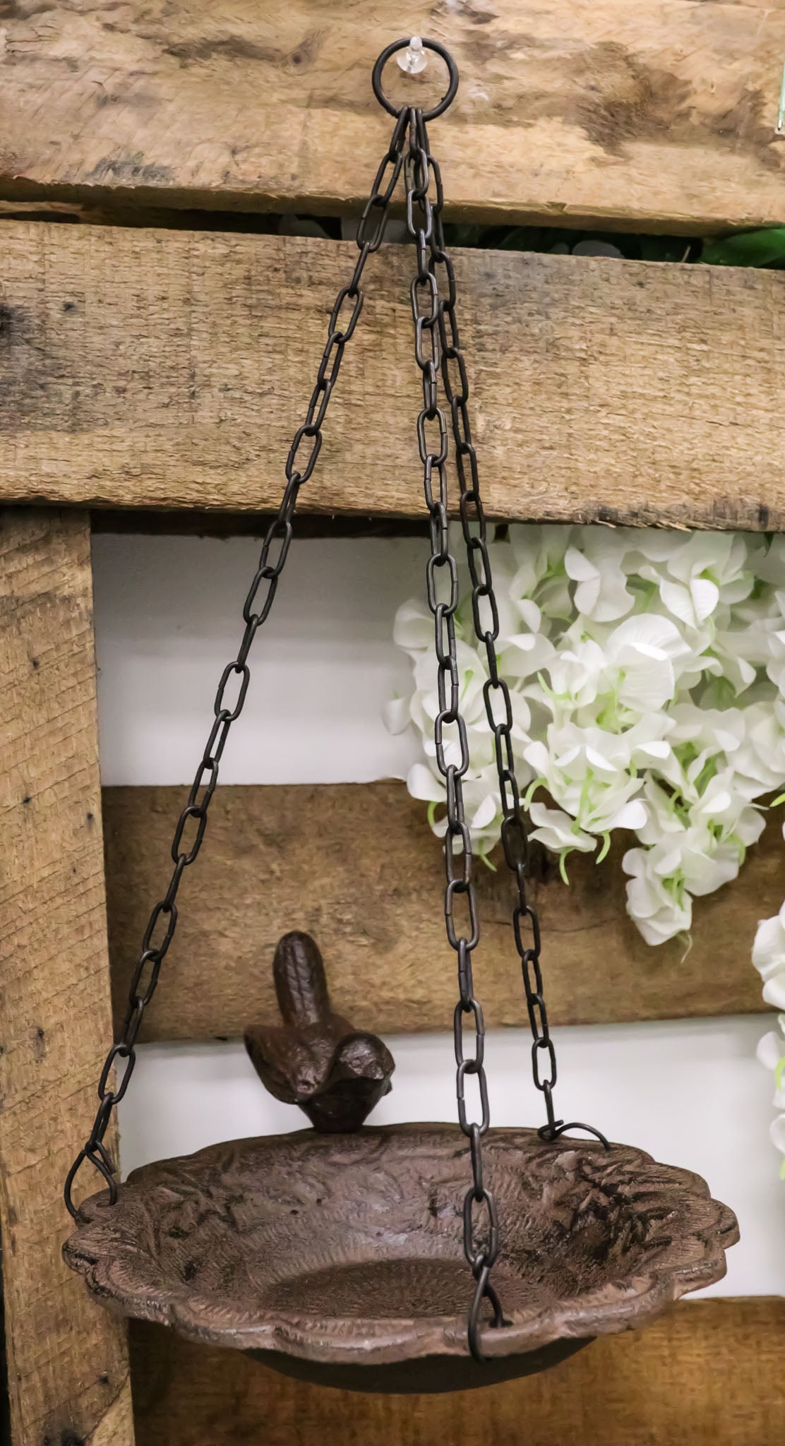 Cast Iron Whimsical Bluebird On Victorian Dish Hanging Garden Bird Bath Feeder - Ebros Gift