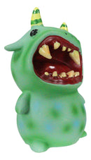 Underbedz Mogu Mogu Green Alien Monster With Striped Horns Pudgy Belly Figurine