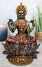 Ebros Hindu Goddess Of Prosperity Lakshmi Seated On Lotus Flower Throne Statue 6.25"H