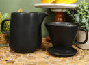 Black Porcelain Coffee Maker Carafe Pot With Pour Over Dripper Filter Cup Set