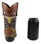 Rustic Western Texas Longhorn Faux Crocodile Prints Cowboy Boot Vase Figurine