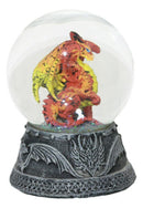 Small Mythical Fire Lava Volcanic Hyperion Dragon Glitter Water Globe Figurine