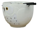 Whimsical Ceramic White Owl Ramen Udong Noodles Soup Bowl With Chopsticks Set