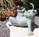 Large 12"L Aluminum Hare Rabbit Playing With Bird Buddy Garden Outdoor Statue