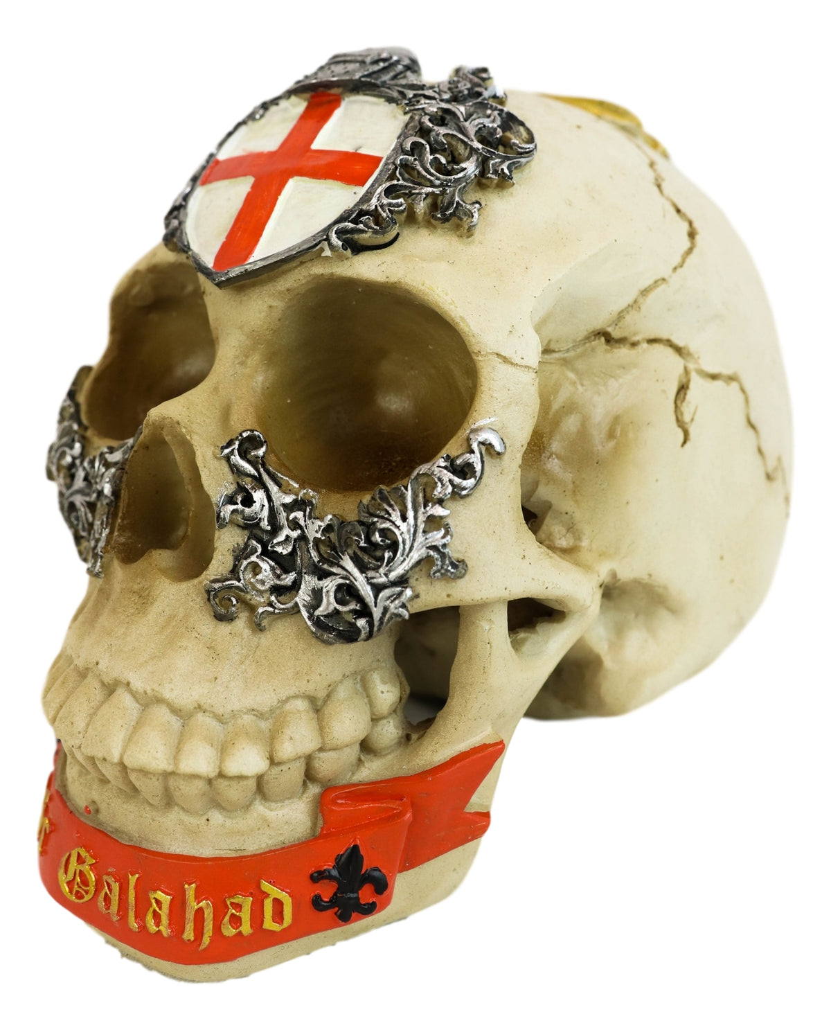 King Arthur And Roundtable Knights Sir Galahad Holy Grail Cross Skull Statue