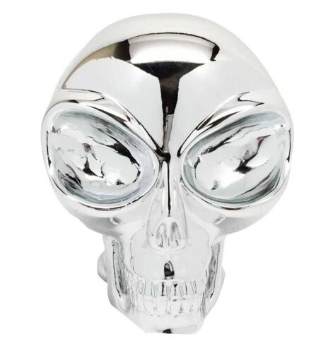 Small Cool Chrome Plated Extraterrestrial ET Alien Skull Figurine Collectible