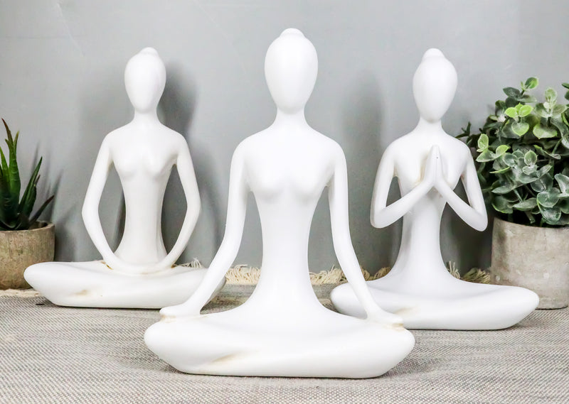 Set of 3 Zen Calming Meditation Women Yoga Mudra Poses Abstract Figurines