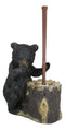 Ebros Rustic Cabin Lodge Decor Whimsical Black Bear Forest Stinky Potion Toilet Brush and Tree Stump Base Holder Bathroom Gift 2 Piece Set
