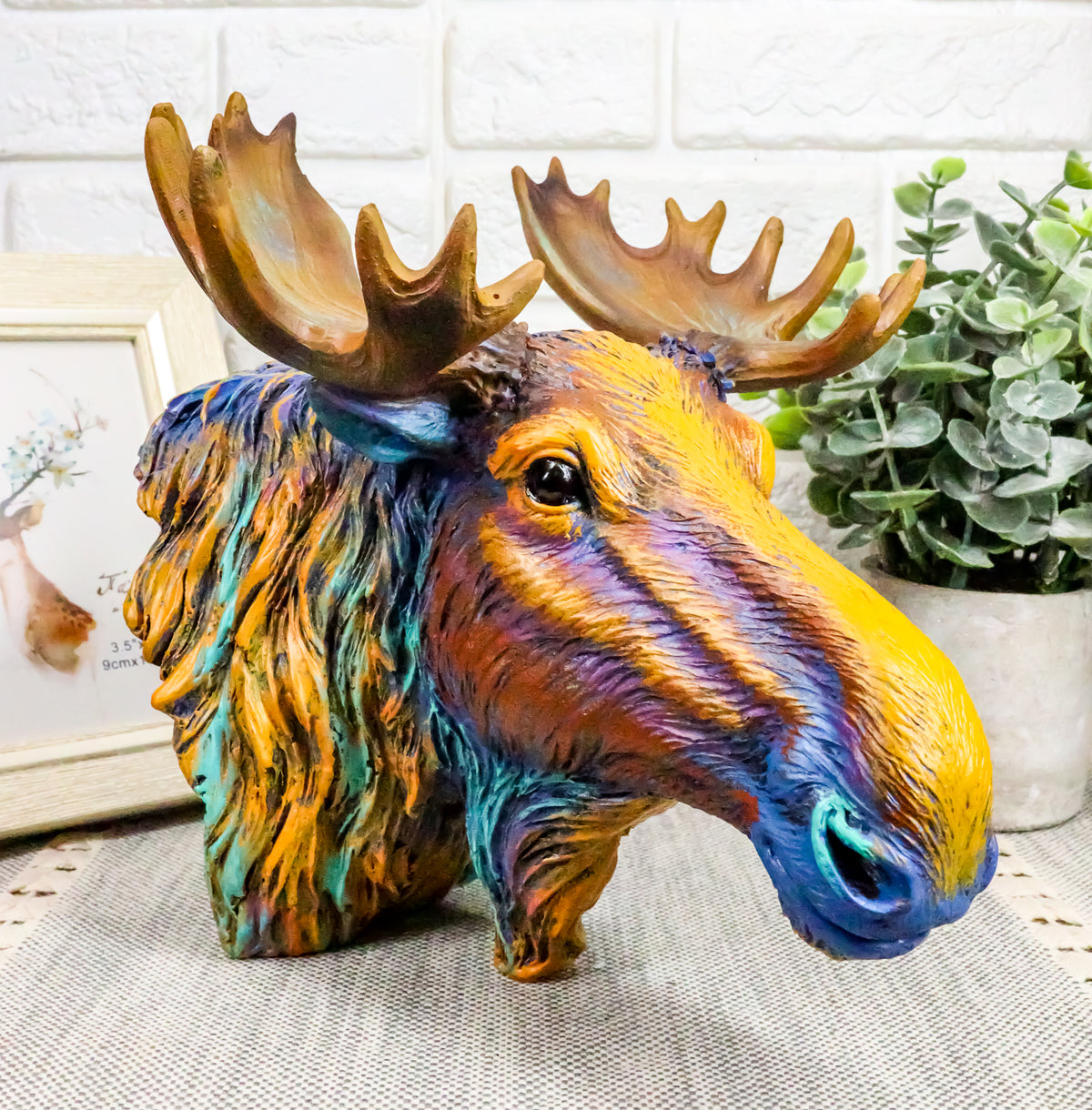 Ebros Wild & Free Colorful The Emperor Moose Bust Figurine 7.5"H Multi Color - Ebros Gift