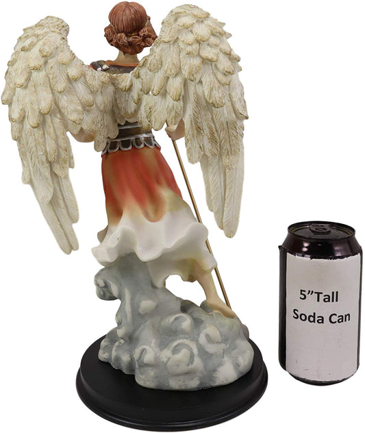 Ebros Byzantine Archangel Saint Raphael with Brass Name Plate Wooden Base 12"H