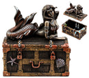 Bronzed Mermaid Nerida Resting On Sunken Treasure Jewelry Box Figurine 5.25"L