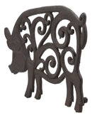 Ebros Gift 10" Long Rustic Swine Pig Babe Cast Iron Metal Trivet with Lace Scroll Art Design Western Country Farm Ranch Vintage Decorative Accent for Wall Or Table Furniture