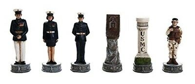 Ebros American Military Branches US Air Force VS Marine Corps Chess Set W/ Glass