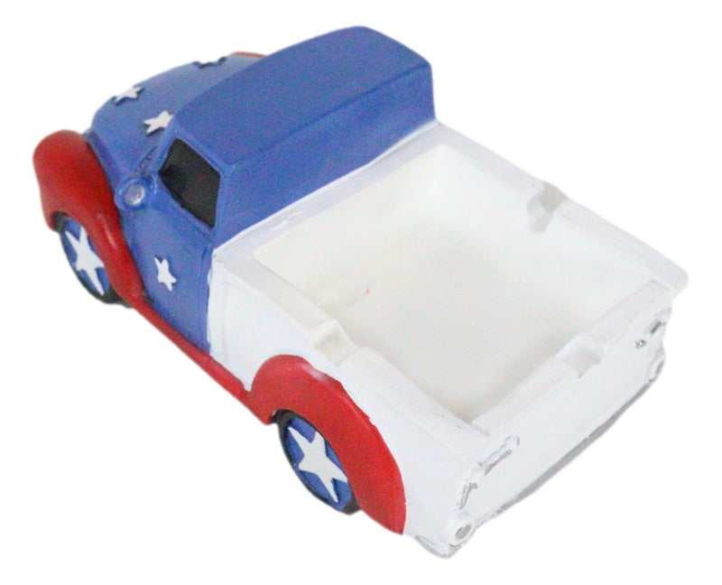 Patriotic American Flag Rustic Vintage Pickup Truck Cigarette Ashtray Figurine