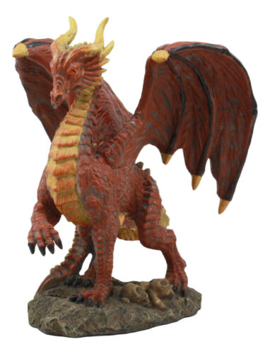 Ebros Quetzalcoatl Bone Scavenger Red Muscle Dragon Statue 8" Tall Home Decor Resin