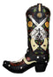 Rustic Western Roses 2 Pistols Horseshoe Cow Skull Cowboy Boot Vase Figurine