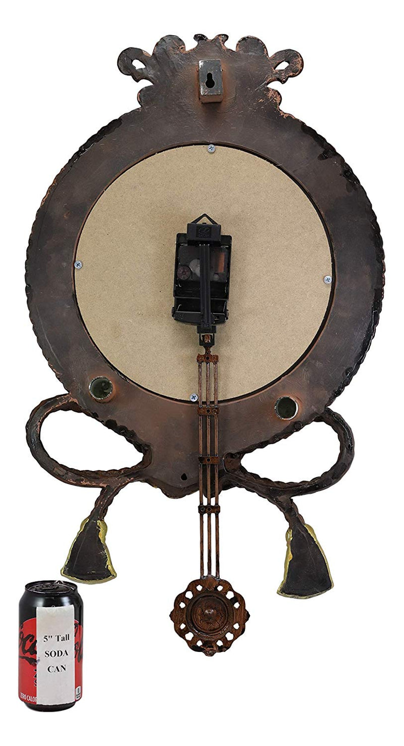 Ebros Large 28" Brown And Gold Leaf High Baroque Renaissance Vintage Antique Design Style Classical Ornate Floral Analog Wall Clock With Swinging Pendulum Home And Office Victorian Decor Quartz Clocks