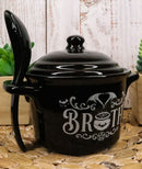 Wicca Bat Cauldron Broth With Pentagram Fine Bone China Bowl With Spoon And Lid