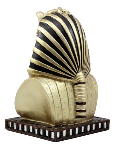 Golden Mask of King Tut Statue 8"H Egyptian Pharaoh Vulture and Cobra Crown Bust