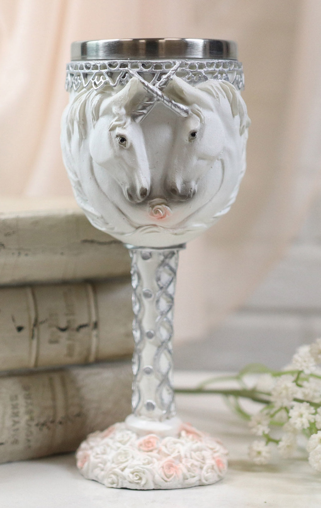 Ebros of Purity Unicorn Bridal Pair Wine Drink Goblet Chalice Cup 7.25"H