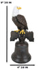 Independence Day American Patriotic Bald Eagle Perching On Liberty Bell Figurine