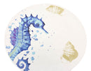 Ebros Nautical Marine Blue & White Seahorse Ceramic Round Dinner Plates 2 Pack
