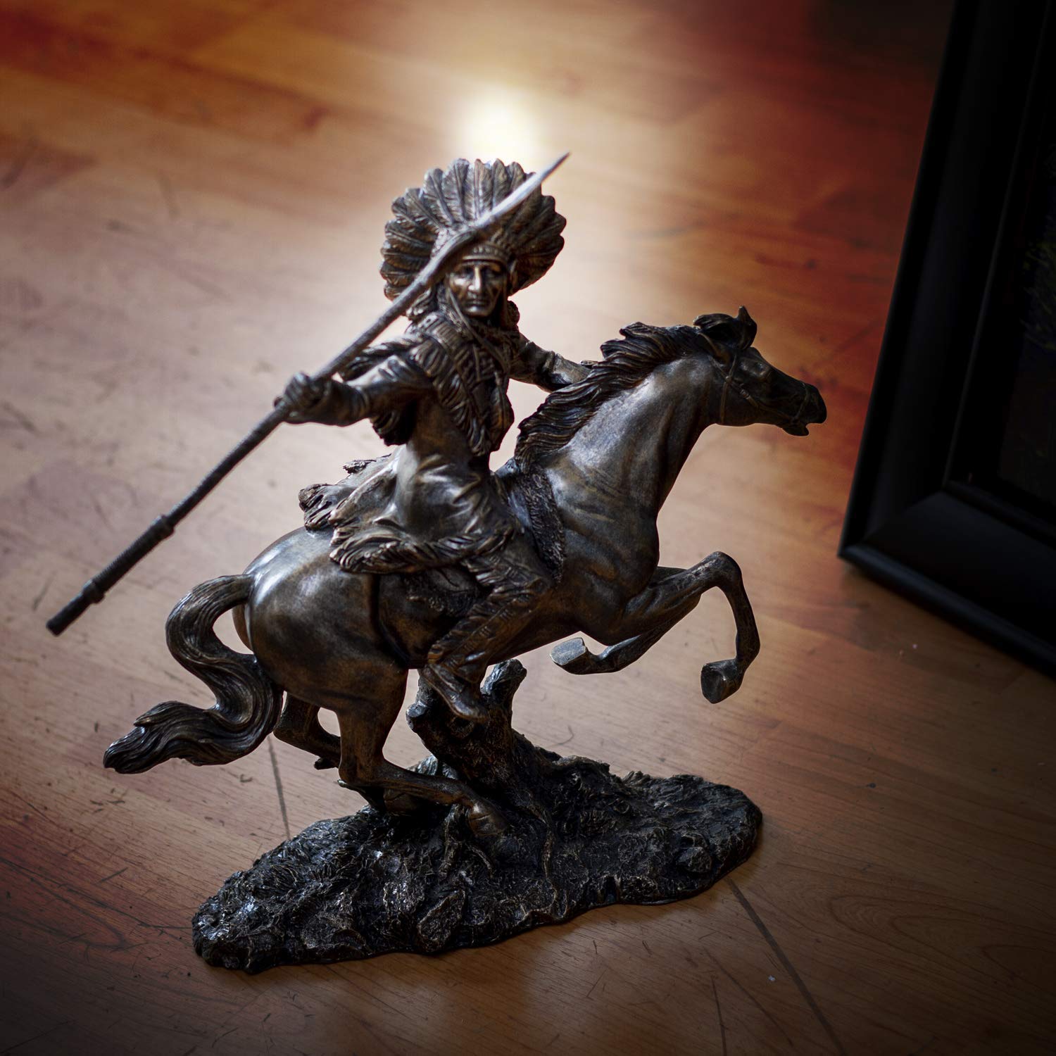 Ebros Western American Indian Warrior Riding Horse with Spear 13 inche ...