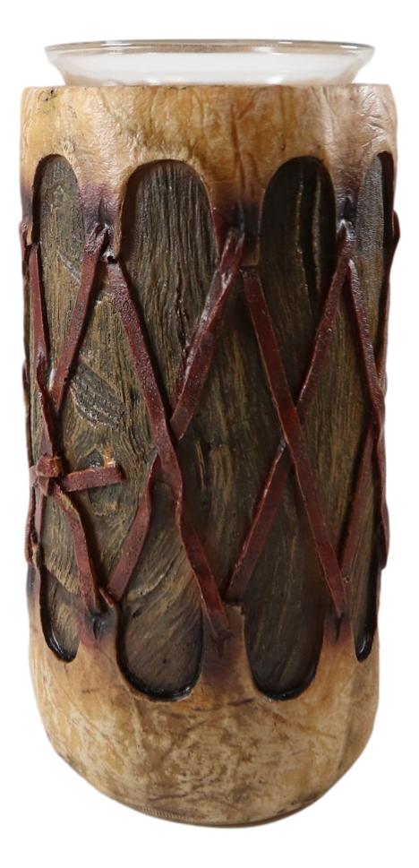 Southwestern Native American Indian Pow Wow Drums Votive Candle Holders Set Of 3