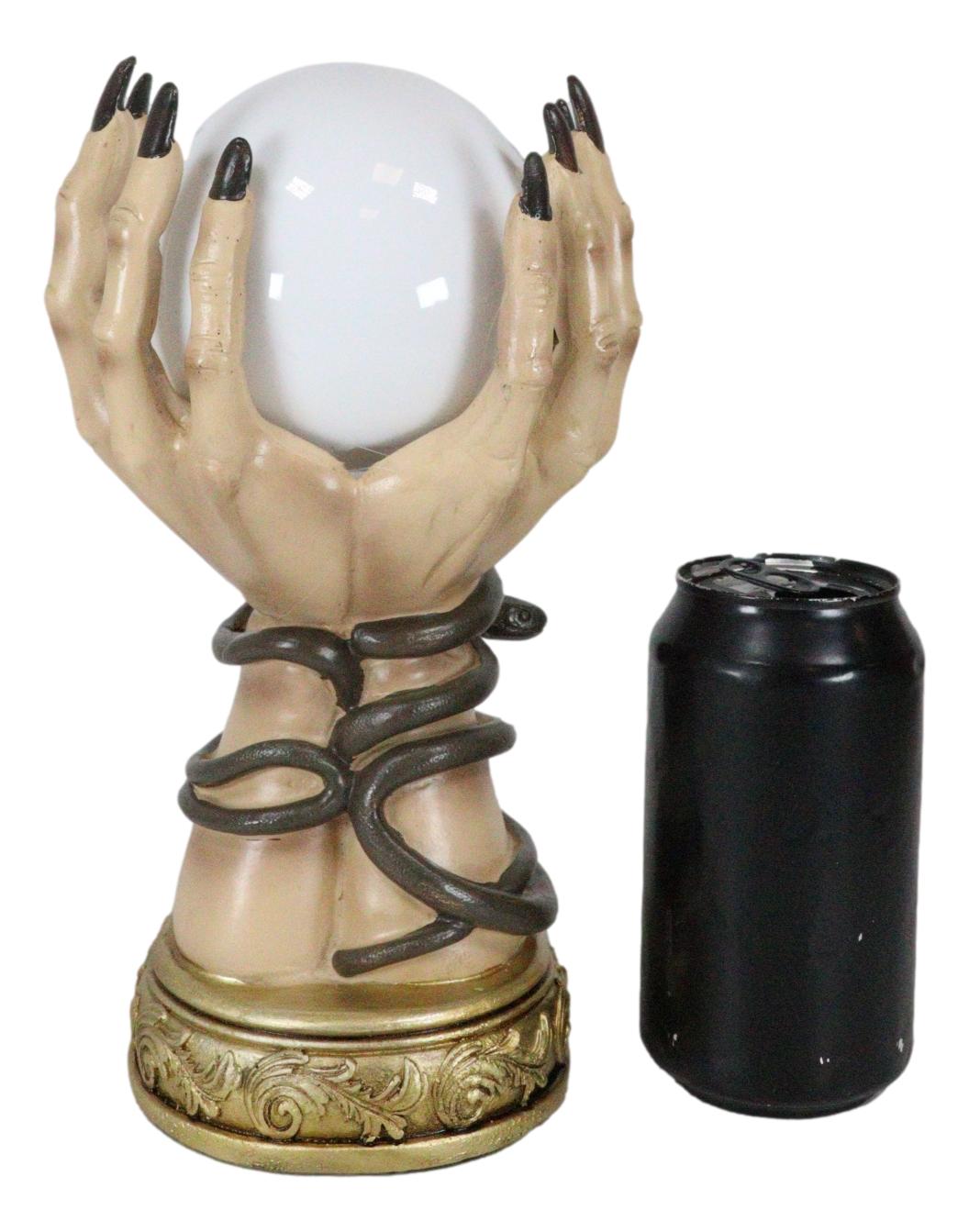 Psychic Fortune Teller Witch Hands With Snakes Rotating LED Glass Gazing Ball
