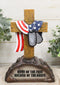 Ebros Patriotic Fallen Soldiers Memorial Cross With American Flag And Dog Tags Statue