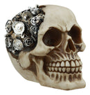 Steampunk Protruding Gearwork Cyborg Robotic Human Skull Figurine Skeleton