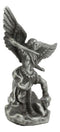 Ebros Pewter Archangel Saint Michael Slaying Satan Statue 4.5" Tall Guido Reni Inspired Catholic Decor Battle of Armageddon San Miguel Figurine