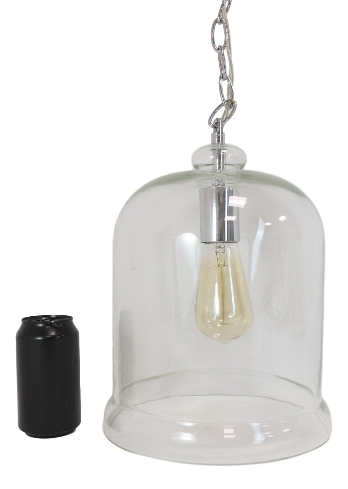 Rustic Farmhouse Clear Glass Canopy Bell Pendant Ceiling Wall Lamp With Chain