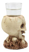 Twin Gothic Ossuary Graveyard Melting Skull Shot Glass Holder Figurine Set of 2
