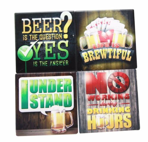 Ebros All About Beer Life is Brewtiful Men Gift Ceramic Coaster Set Of 4