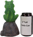 Ebros Hop Off! Feisty Toad Frog On Landscape Rock Statue Rainforest Animal Decor