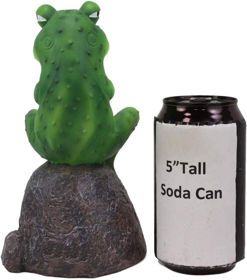 Ebros Hop Off! Feisty Toad Frog On Landscape Rock Statue Rainforest Animal Decor
