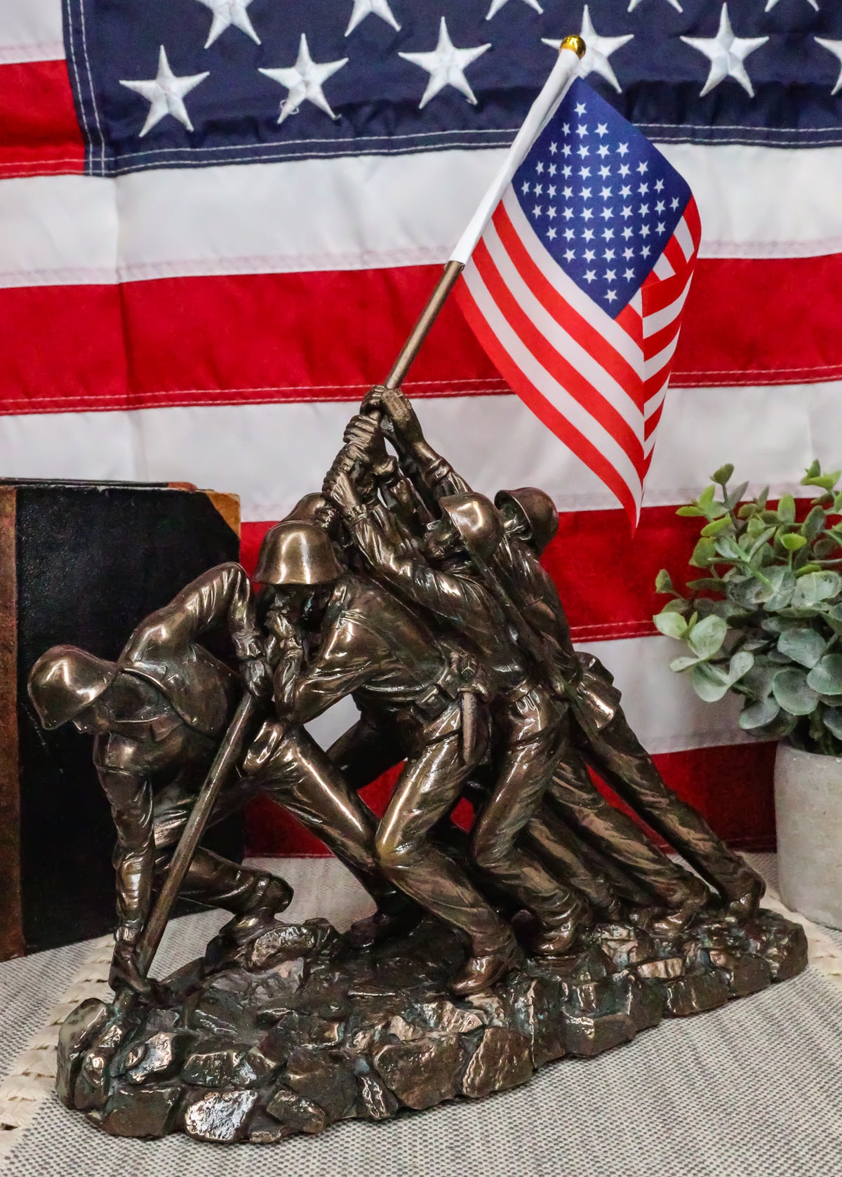 Ebros Iwo Jima 6 Marines Raising USA Flag Memorial Replica 12" Long Figurine - Ebros Gift