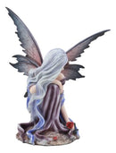 Ebros Silver Haired Winter Fairy Holding Red Rose Figurine Fairy Garden