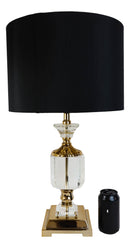 Modern Transitional Crystal Glass Gold Plated Metal Glam Table Lamp With Shade