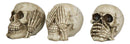 Graveyard Humor Gothic See Hear Speak No Evil Grinning Skulls Figurine Set Of 3