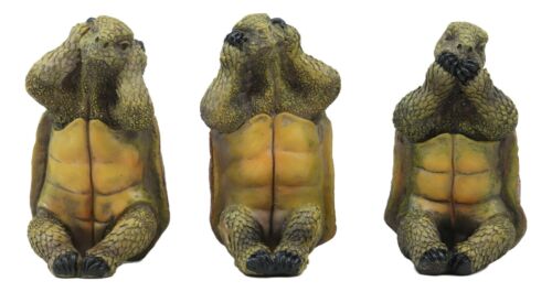 Wisdom Of The Ocean Whimsical See Hear Speak No Evil Sea Turtles Figurine Set