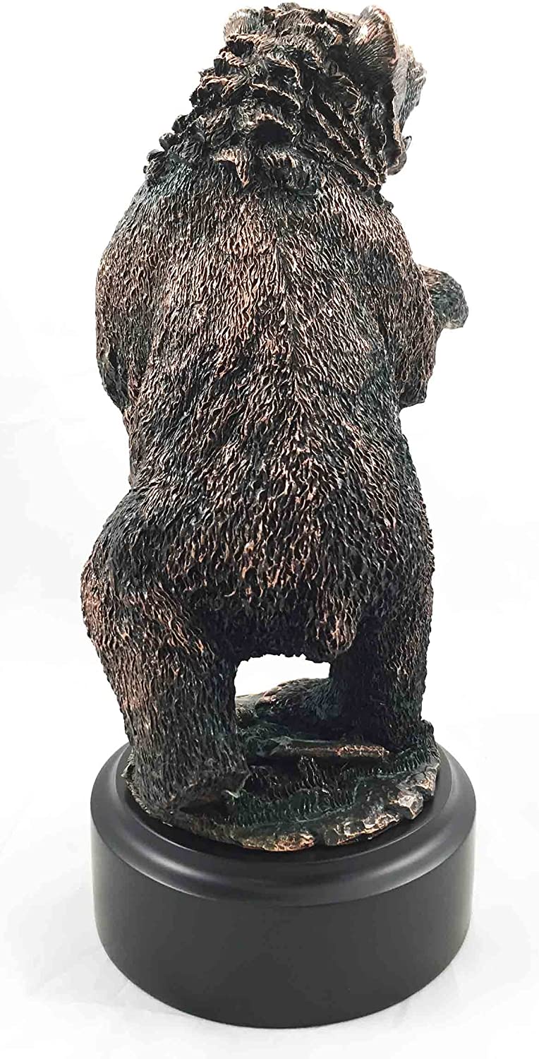 Woodlands Large Standing Grizzly Bear Roaring Bronze Electroplated Figurine