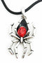 Ebros Red Gem Black Widow Spider Arachnid Necklace Pendant Medallion