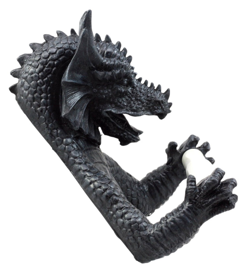 Ebros Gift Mythical Gothic Ancient Serpentine Dragon Toilet Paper Holder Figurine 8.5"H Sculpture