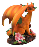 Ebros Medieval Fantasy Green Thumb Juicy Peach Dragon Statue Fairy Garden Collectible