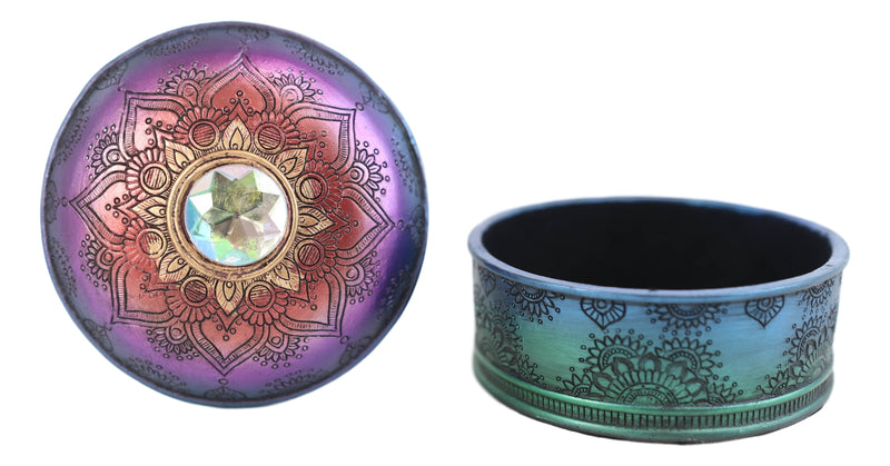 Chakra Rainbow Buddhist Mandala Wheel And Glass Cabochon Decorative Jewelry Box