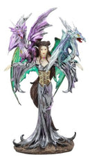 Khaleesi Mother Of Dragons Statue Twilight Fairy With Two Juvenile Dragons Decor