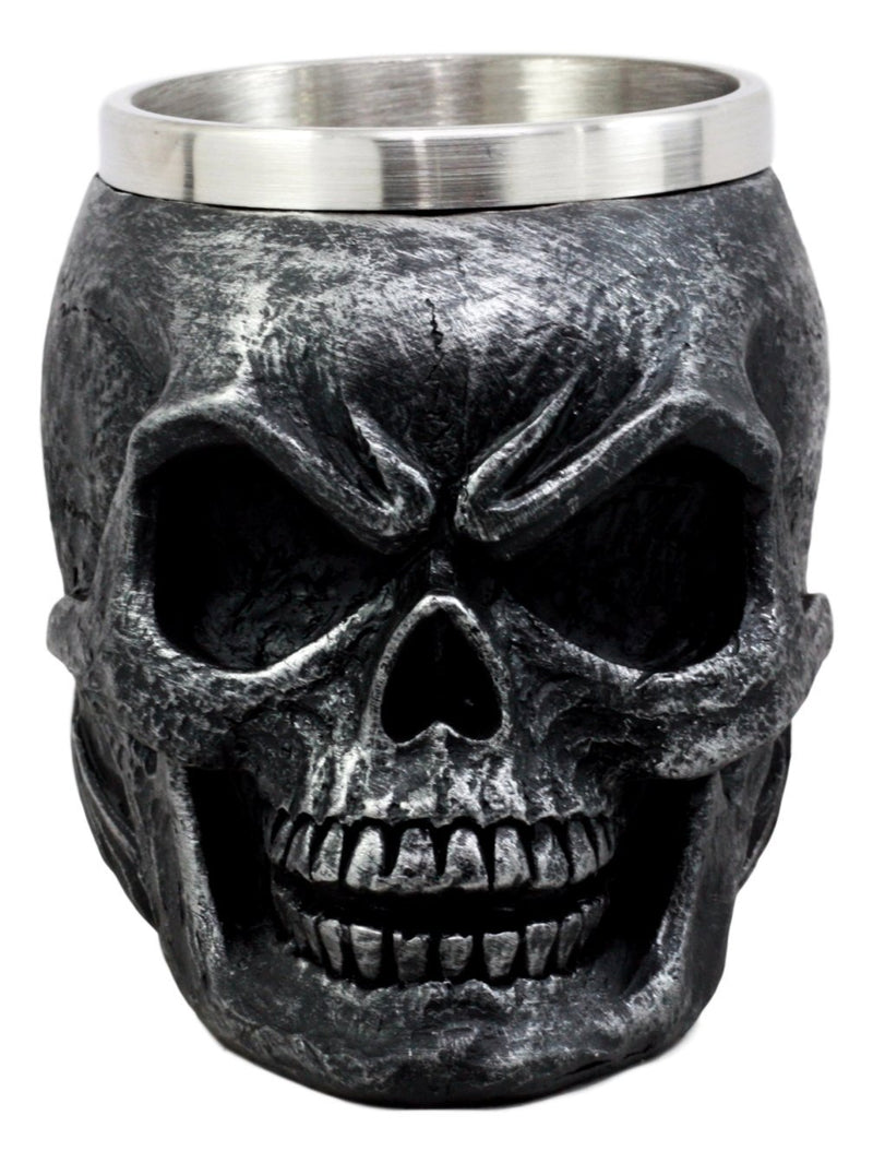 Ebros Dark Silver Immortal Skull Coffee Mug Demon Beer Stein Tankard  14oz